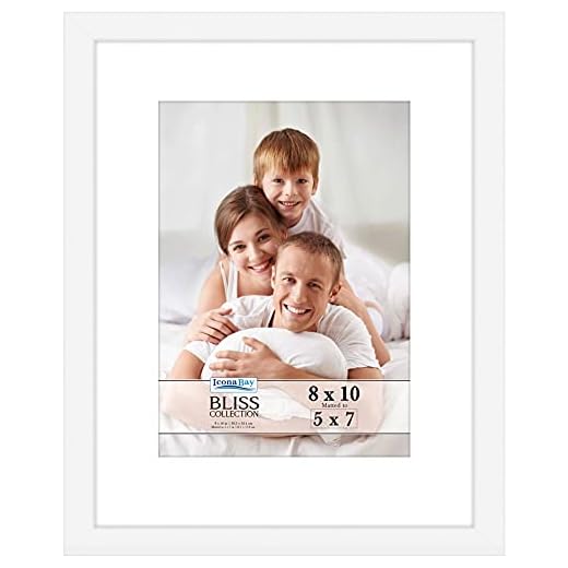 Icona Bay 8x10 White Picture Frame with Removable Mat for 5x7 Photo, Modern Style Wood Composite Frame, Table Top or Wall Mount, Bliss Collection