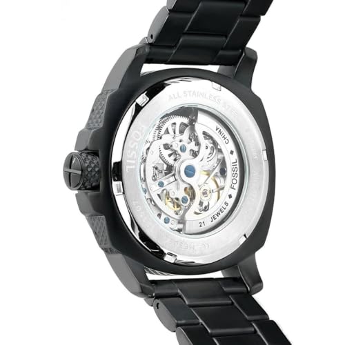 Image of Fossil Analog grey Modern Machine Automatic Skeleton Dial Men's Black Watch ME3080