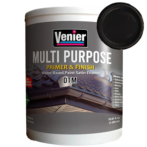 All in One Satin Furniture Paint - 33.81 Fl.Oz. Black - Trim & Cabinet Paint - For Metal, Tiles, PVC, Ceramics
