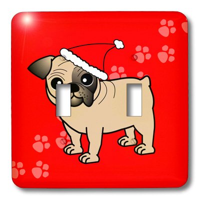 Double interrupteur à bascule Bouledogue de Noël décor de prise de chambre - 3