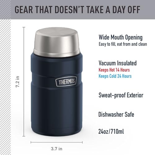 Image of THERMOS Stainless King Vacuum-Insulated Food Jar, 24 Ounce, Matte Midnight Blue