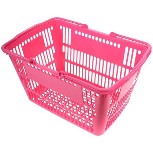 LAPYAPPE Cesta de Almacenaje de Plástico Rosa Diseño Grueso y Asa para Uso Comercial, Adecuado para Almacenar Artículos en Tiendas y Supermercados