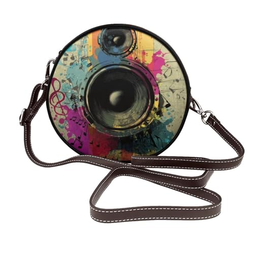 Sac à bandoulière rond femme cuir végétalien avec sangle réglable