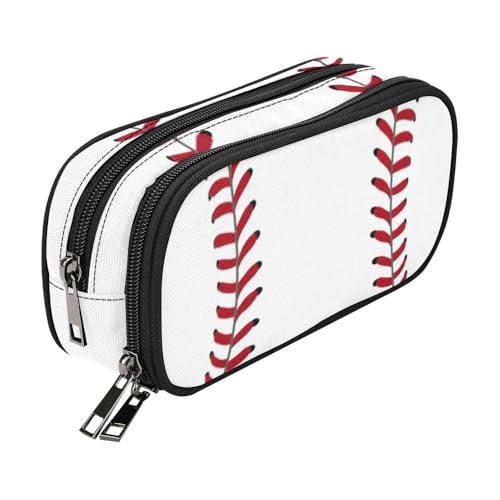 Image of ANANGTEE Cute Baseball Pencil Case for Kids Boys Teen Girls Large Capacity | Small Makeup Bag for Women, Canvas School Supplies Zipper Pouch, Office Desk Soft Organizer Travel Pen Box