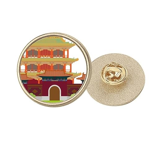 Chine architecture broche ronde métal doré Landmark traditionnel