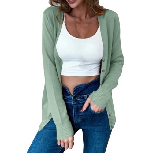 Womens Button Down Cardigan Sweaters Lightweight Long Sleeve Casual V Neck Soft Knit Cardigans Tops Fall Clothes