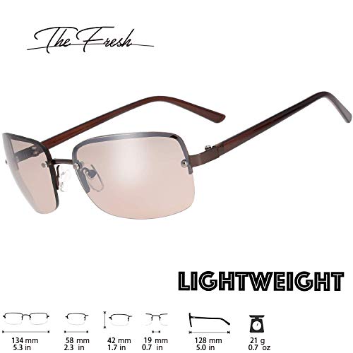 Image of Minimalist Semi-rimless Rectangular Sunglasses for Men Women - Exquisite Packaging