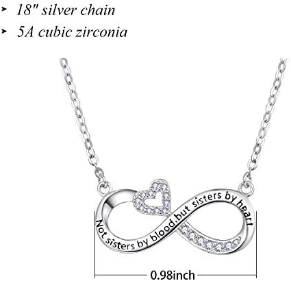 praymos Infinity Necklace for Women 925 Sterling Silver Zircon Heart/Opal/Tortoise Pendant Friendship Jewellery Sisters Birthday Gifts for Girls Best Friends