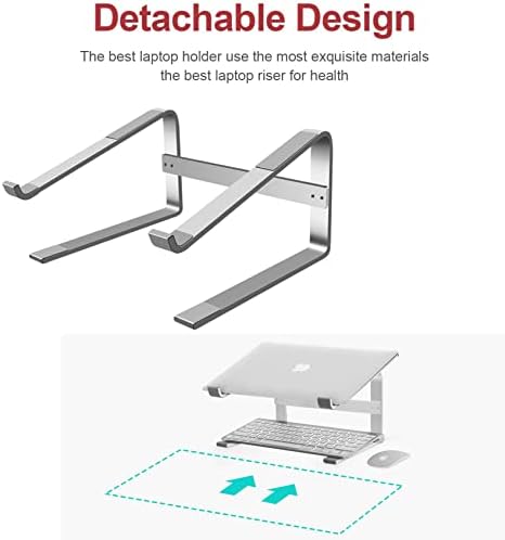 QHC sehen Laptop Stand for Desk, Computer Stand for Laptop, Laptop Riser - Apple Macbook Stand, Dell, HP, Macbook Pro Air - Grip Pads and Cable Management - Fits all 10-17inch Laptops - Grey