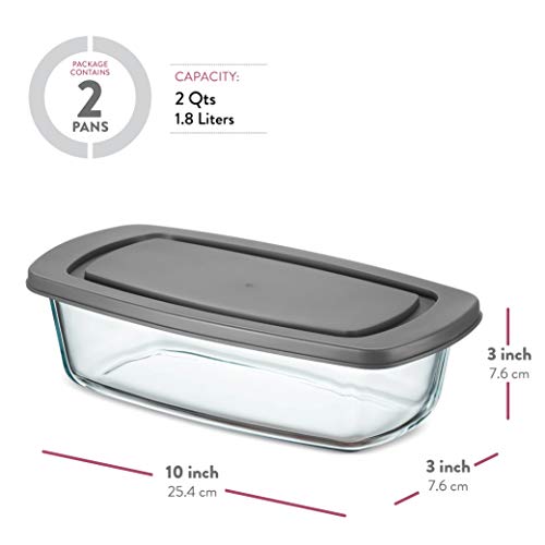Finedine Glass Loaf Pan With Lid - 2-Pack With Bpa-Free Airtight Lids - Perfect For Baking Bread, Meatloaf, And More #TOP5