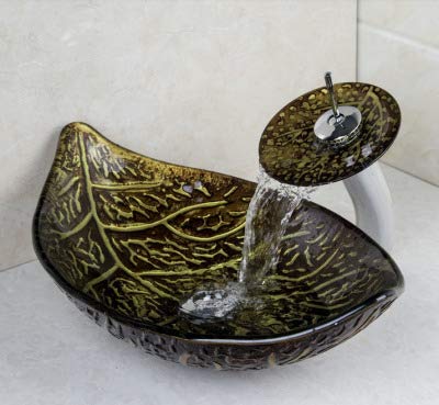 Peinture pour verre lavabo anti-éclaboussures avec robinet cascade facile à nettoyer