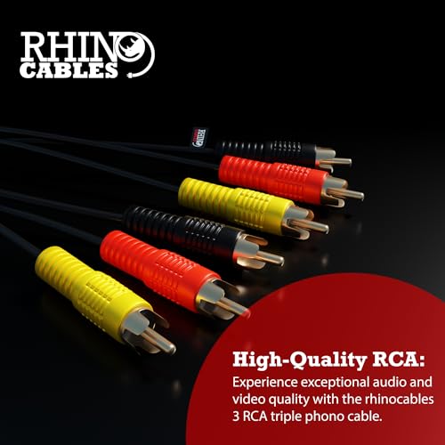 rhinocables - 3 RCA Phono AV Cable, White,Yellow, 5m - Image 4
