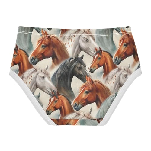Joisal Vivid Horse Heads Brown Girls Underwear Toddler 2t Cotton Little Girl Panties Aesthetic Kids Undies Briefs2