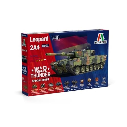 Italeri 35106 1:35 Leopard 2 A4 War Thunder - originalgetreue Nachbildung, Modellbau, Plastik Bausatz, Basteln, Hobby, Kleben, Modellbausatz, Zusammenbauen, unlackiert, Militär