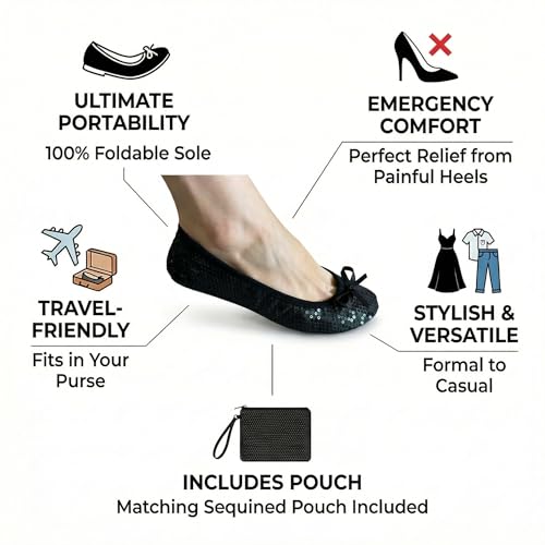 Image of Women's Foldable Ballet Flats - Portable Flat Shoes for Travel and Wedding that Fit in Your Purse