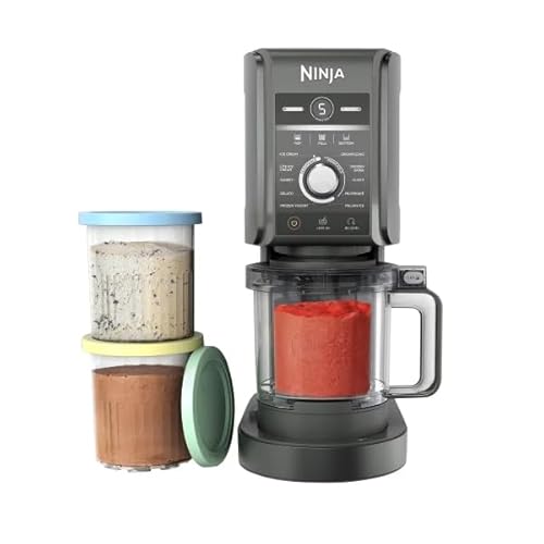Ninja CREAMi Deluxe 11-in-1 Ice Cream & Frozen Treat Maker, Creamify Technology, Includes 3 XL 24 oz Pints, Makes Sorbet, Milkshakes & More (24 OZ)