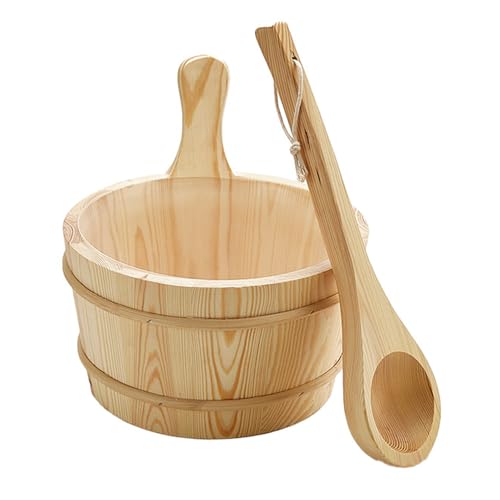 Seau sauna étanche en bois avec louche pour éviter les fuites d'eau dans votre espace de bain