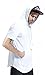 Bertte Mens Hipster Hip Hop Elong Longline Hoodie Side Zipper Short Sleeve T-Shirt, Solid Color White, Small