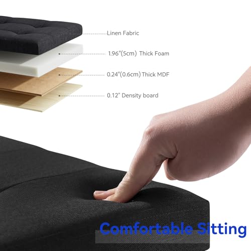 Image of BRIAN & DANY Ottoman with Storage, Square Small Storage Ottoman Foot Rest with Legs, Ottomans Foot Stool for Dorm, Living Room, Entryway 14.8 inchx14.8 inchx17.8 inch (Black)