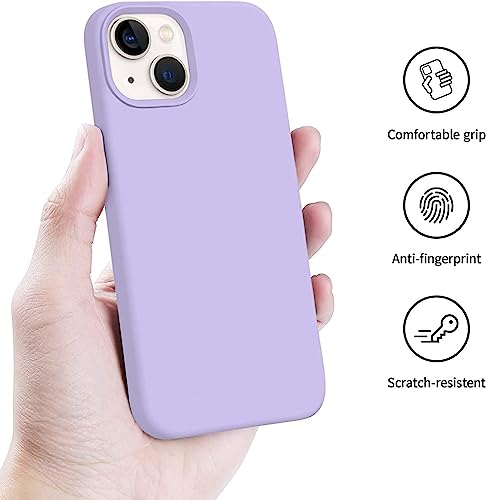 Image of DIZORO Compatible with iPhone 13 Case, Liquid Silicone Case, Full Body Protective Cover, Shockproof, Slim Phone Case, Anti-Scratch Soft Microfiber Lining, 6.1 inch - Purple