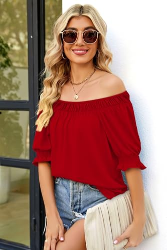 Image of WIHOLL Womens Short Sleeve Square Neck Summer Tops Dressy Casual Blouses Trendy Clothes 2026