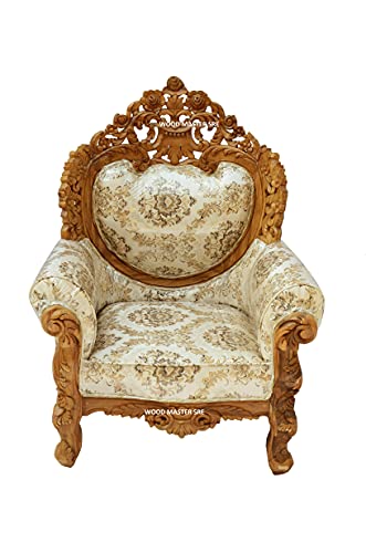 Image of Luxury Wooden Teakwwood Five Seater Sofa Set for Living Room (Honey Brown) Solid Wood Outdoor Chair 5 Seater Sofa | (16)