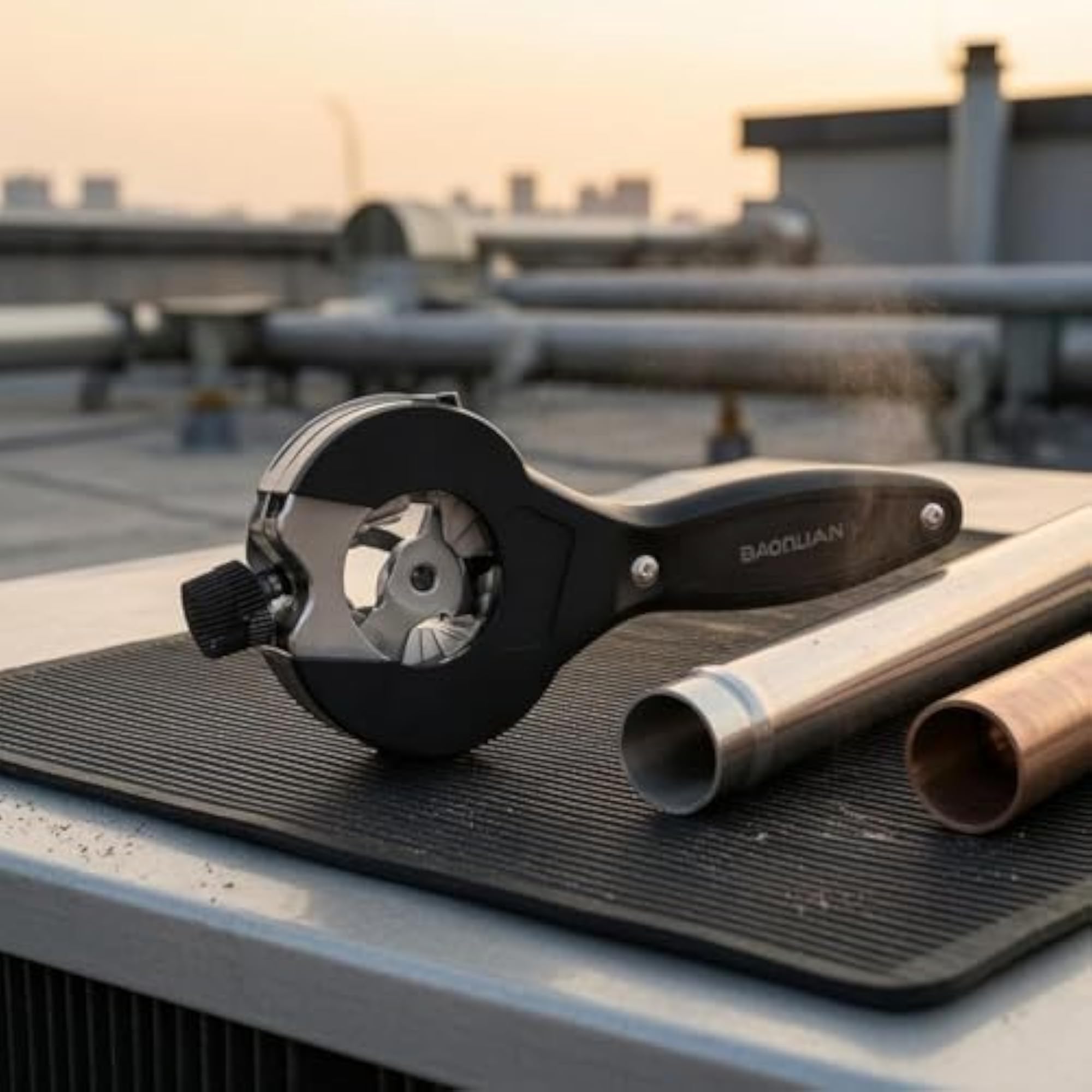 Replaceable Blade Ratcheting Pipe Cutter, Adjustable Mechanism