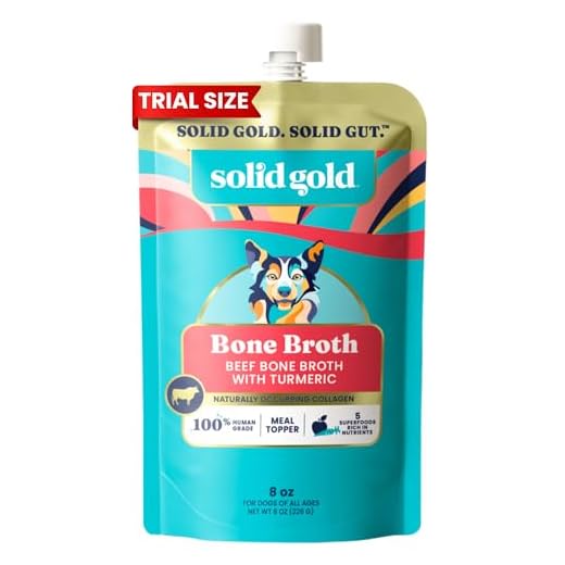 Solid Gold Beef Bone Broth for Dogs - Grain Free Dog Food Topper Rich in Collagen and Superfoods - Nutrient Dense Dog Gravy Topper for Dry Food - Promotes Gut Health and Hydration - Single