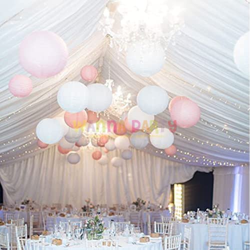 Image of Wanna Party 12 Inches Paper Lanterns Light Pink | Hanging Lantern for Diwali Christmas Indoor Outdoor | Home Decor for Marriage Baby Shower Birthday - Pack of 1