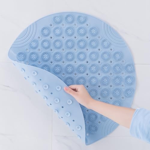 Tapis de douche rond antidérapant avec ventouses et boucle de massage confort - 2