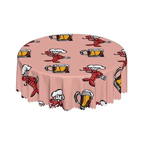ラウンドテーブルクロス シーフードビールロブスター 円形テーブルクロス ディナーピクニック 直径152cm