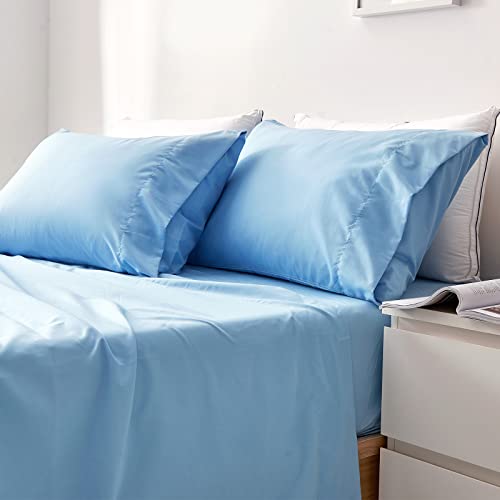 AKK Twin Sheet Set - Soft Hotel Luxury Twin Bed Sheets - Ultra Brushed Microfiber - Deep Pocket - Cooling Sheets for Twin Size Bed - 3 Piece (Light Blue)