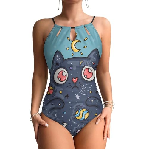 Maillots de bain une pièce femme amincissant chat de l'espace