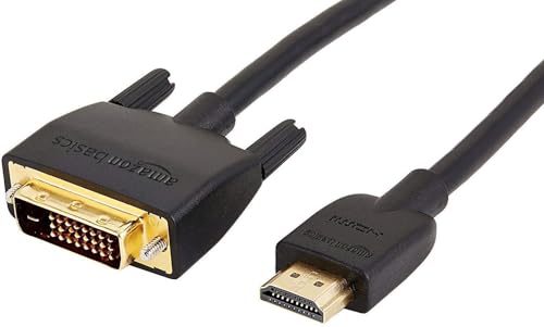 Image of Amazon Basics HDMI to DVI Adapter Cable, Bi-Directional 1080P, Gold-Plated Connectors, 10 ft /3 m, Black