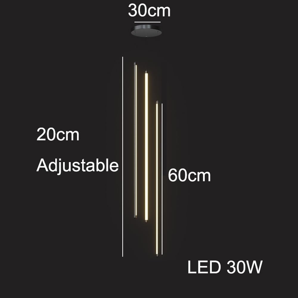 Lampadari da Camino a LED Neri per soffitti Alti Lampadario lineare Lungo sospeso Lampadario lineare Moderno dimmerabile Oro con Telecomando per Soggiorno Tavolo da Pranzo Ingresso RVVU
