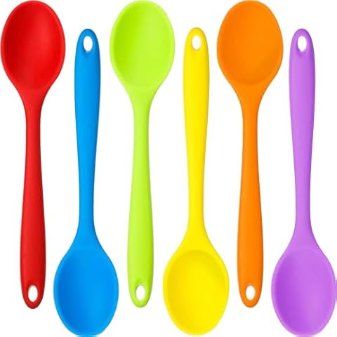 Beieverluck 6 Pack Large Silicone Cooking Spoons 10.8'' Heat Resistant Kitchen Spoons for Cooking Silicone Serving Stirring Mixing Spoons, 6 Colors Cover