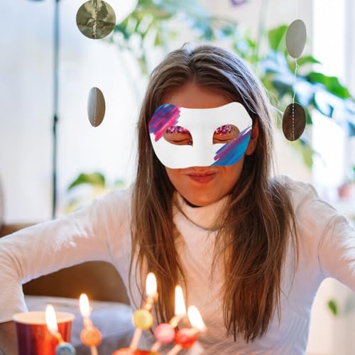 Masque de mascarade papier blanc POPETPOP pour DIY et halloween (10 pièces) - 4