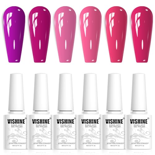 Set de Esmaltes Geles Vishine Hot Pink Fuchsia 6 Pzas miniatura 4