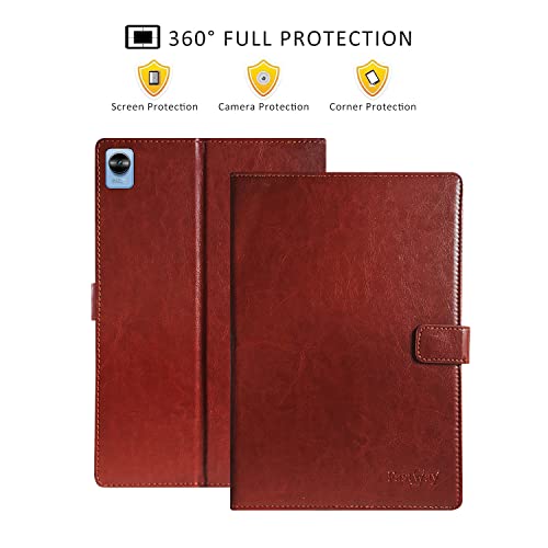 Image of Fastway Multi Protective Leather Case with Viewing Stand and Card Slots Flip Cover for Realme Pad Mini 8.7 inch Tablet (Brown)