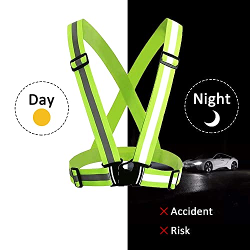 Onumya Reflective Vest, 2Pcs Reflective Safety Vest High Visibility Running Vest, Adjustable & Elastic Straps, Hi Vis Vest For Men Women Cycling, Jogging, Motorcycle, Walking, Construction #TOP3