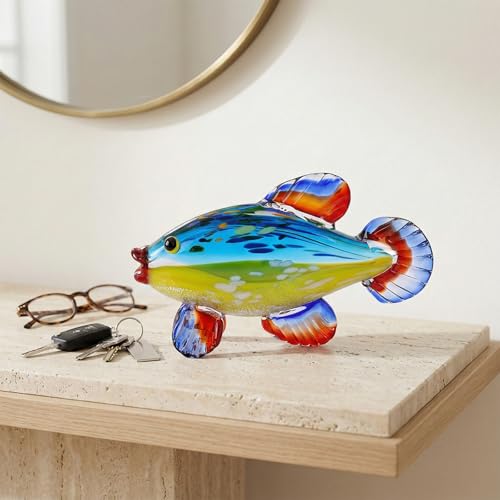 Figura Decorativa de Vidrio en Forma de Pez Azul miniatura 3