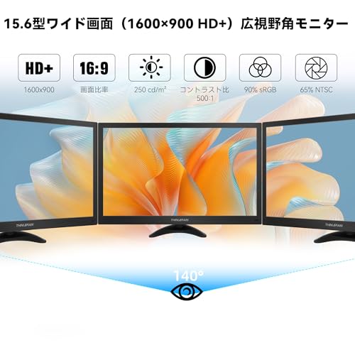 undefined 15.6インチモニター 小型 ディスプレイ 液晶ディスプレイ モニター/HDMI VGA AV BNC USB ポート/1600x900/16:9/140°視野/VESAマウント/スピーカー内蔵/リモコン の商品画像 1