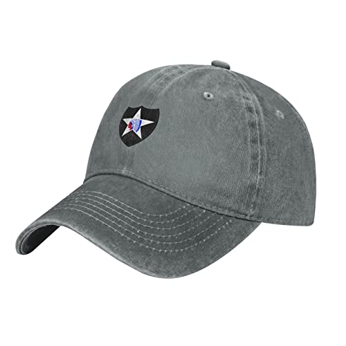IMEEGIEN 2Nd Infantry Division SSI Baseball Cap for Men Women Vintage Cowboy Hat Adult Casquette Gray