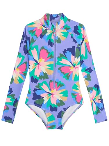 Kanu Surf Girls' Laurel Beach Sport UPF 50 Zip Front One Piece Swimsuit