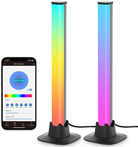 Good RGB Mild Bars, Lewinner LED Gaming Lights, TV Ambiance Backlight – 15 Scene Modes & 4 Music Modes, Bluetooth APP Management, RGB Colour Mild Bars for Gaming, TV, PC, Films, Room