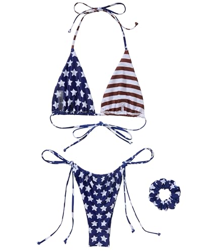 Image of MOSHENGQI Women Sexy Brazilian Bikini 2 Piece Spaghetti Strap Top Thong Swimsuit Bathing Suit