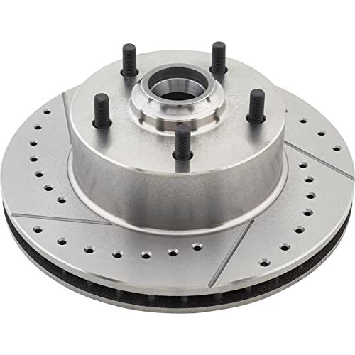 Speedway Motors 1969-72 GM Front Drilled and Slotted Brake Rotor Kit with Bearings and Seals, 11 Inch Rotors 5x4.75 Bolt Pattern Driver and Passenger Side Pair