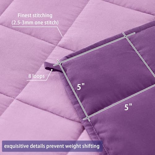 Image of yescool Weighted Blanket for Adults (17 lbs, 48 inch x 72 inch, Purple) Cooling Heavy Blanket for Sleeping Perfect for 110-130 lbs, Twin Size Breathable Blanket with Premium Glass Bead, Machine Washable