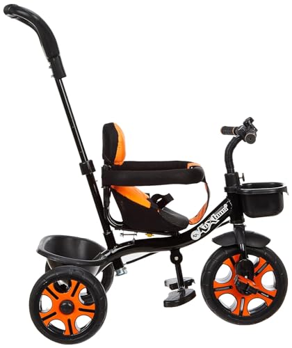 Image of Tricycle for Kids with Comfy Seat - The Parent's Choice for 1-5 Years Old, 30kg Max, Luxurious & Durable Trike. Advanced Parental Control Handle and Safety Belt, Black