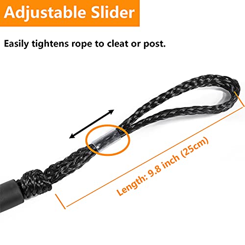 ZAKOUS 2 Pack Bungee Dock Line Mooring Rope for Docking Line Boat Ropes with Stainless Steel Clip Accessories for Kayak, Watercraft, SeaDoo, Jet Ski, Pontoon, PWC, Canoe, Power Boat (Black)